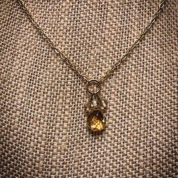 Faceted Citrine Drop Necklace - Picture 2 of 3